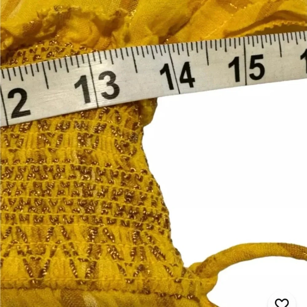 Saylor Size Small Yellow‎ Metallic Stripe Adrianne Ruffle-Sleeve Mini Dress EUC
